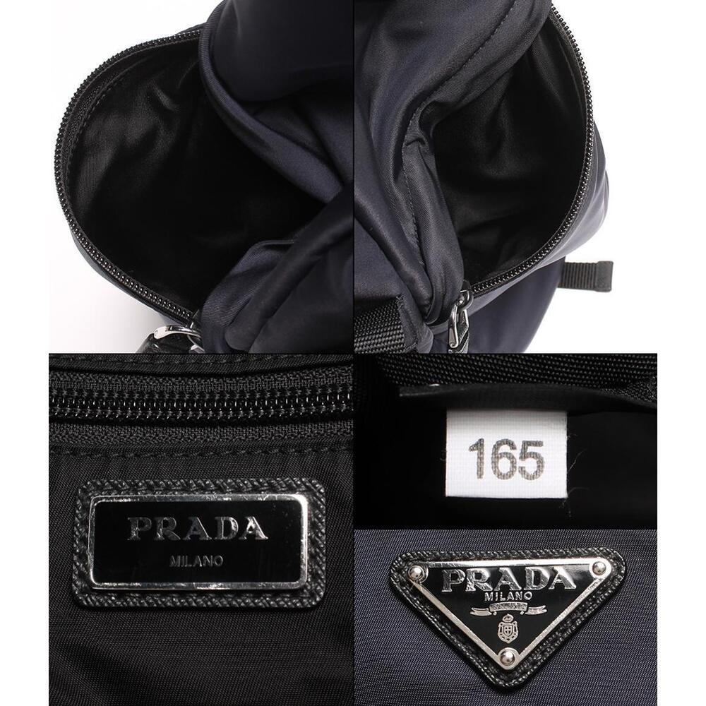 Prada Backpack Silver Triangle Logo Nylon Saffian… - image 4